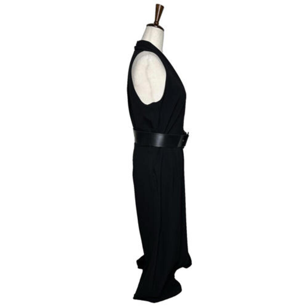 Julia Jordan NWT Womens Halter Neck Wide Leg V Neck Belted Black Jumpsuit Sz 10 - Picture 5 of 9